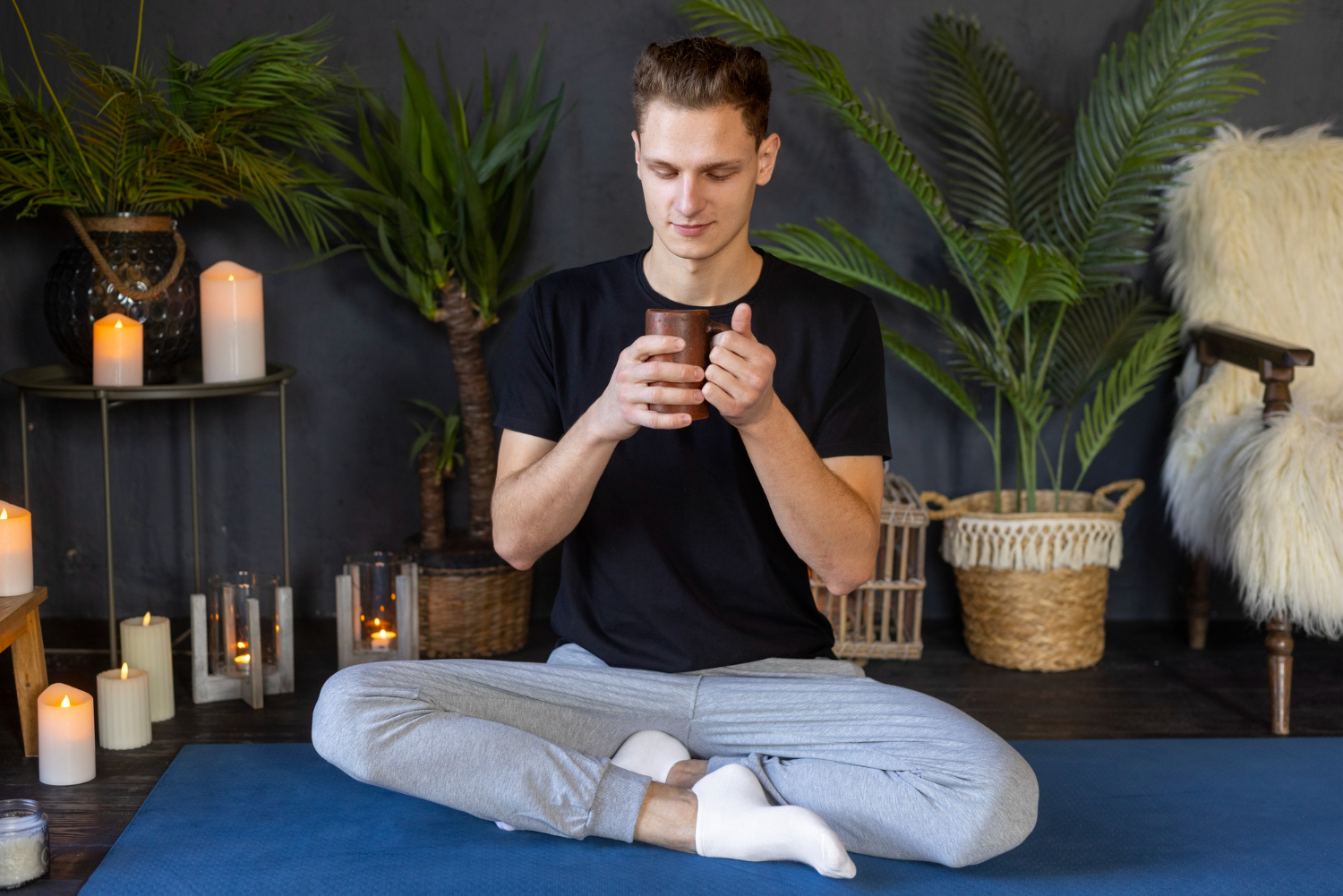 Meditation for beginners in a serene indoor setting