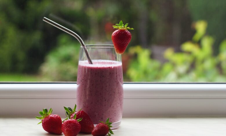 Healthy vegan smoothies with berry blend