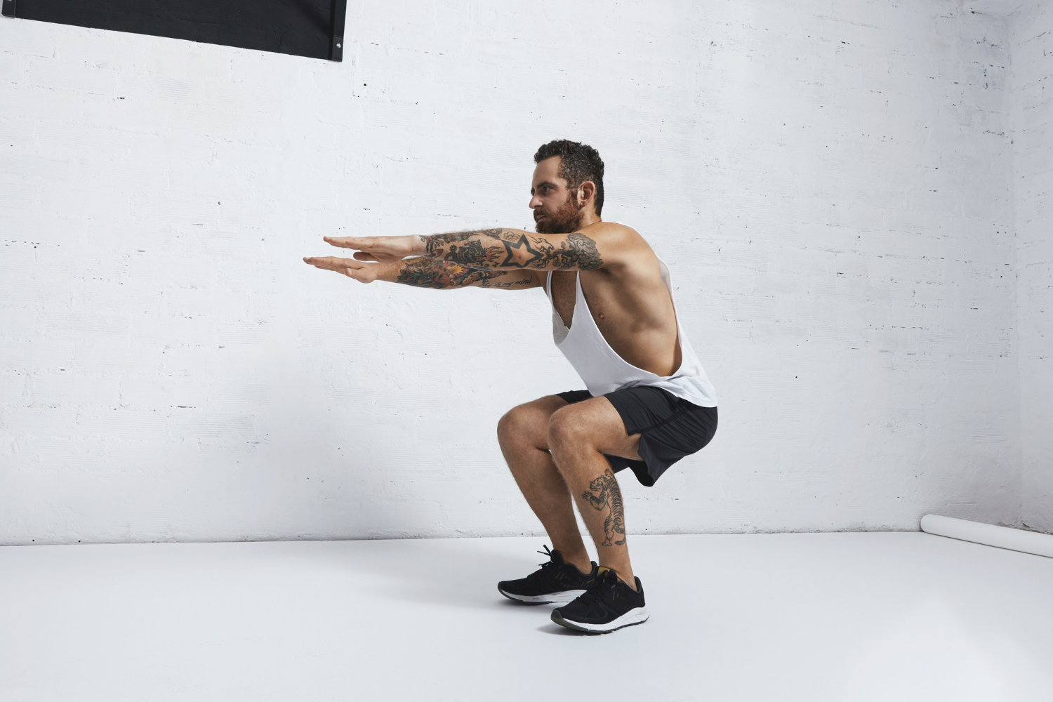 Strength training with bodyweight squat exercise