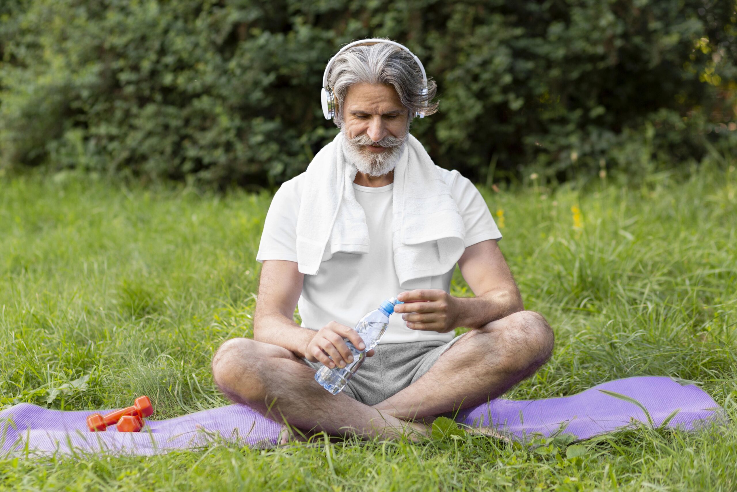 Stress breathing techniques using box breathing in a park