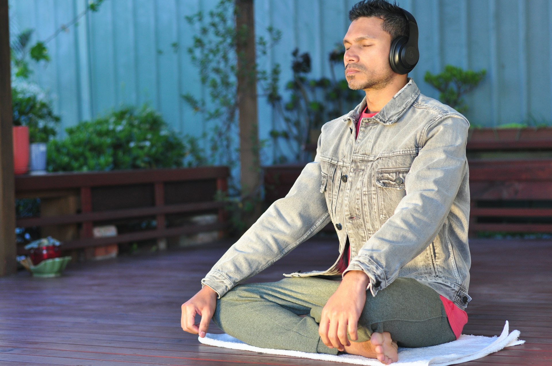 Deal with anxiety using deep breathing in a calm setting
