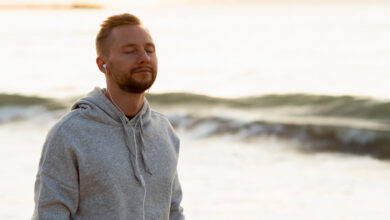 Stress breathing techniques with diaphragmatic breathing