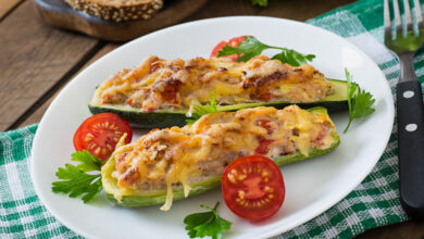 U.S. keto dinner ideas with stuffed zucchini boats