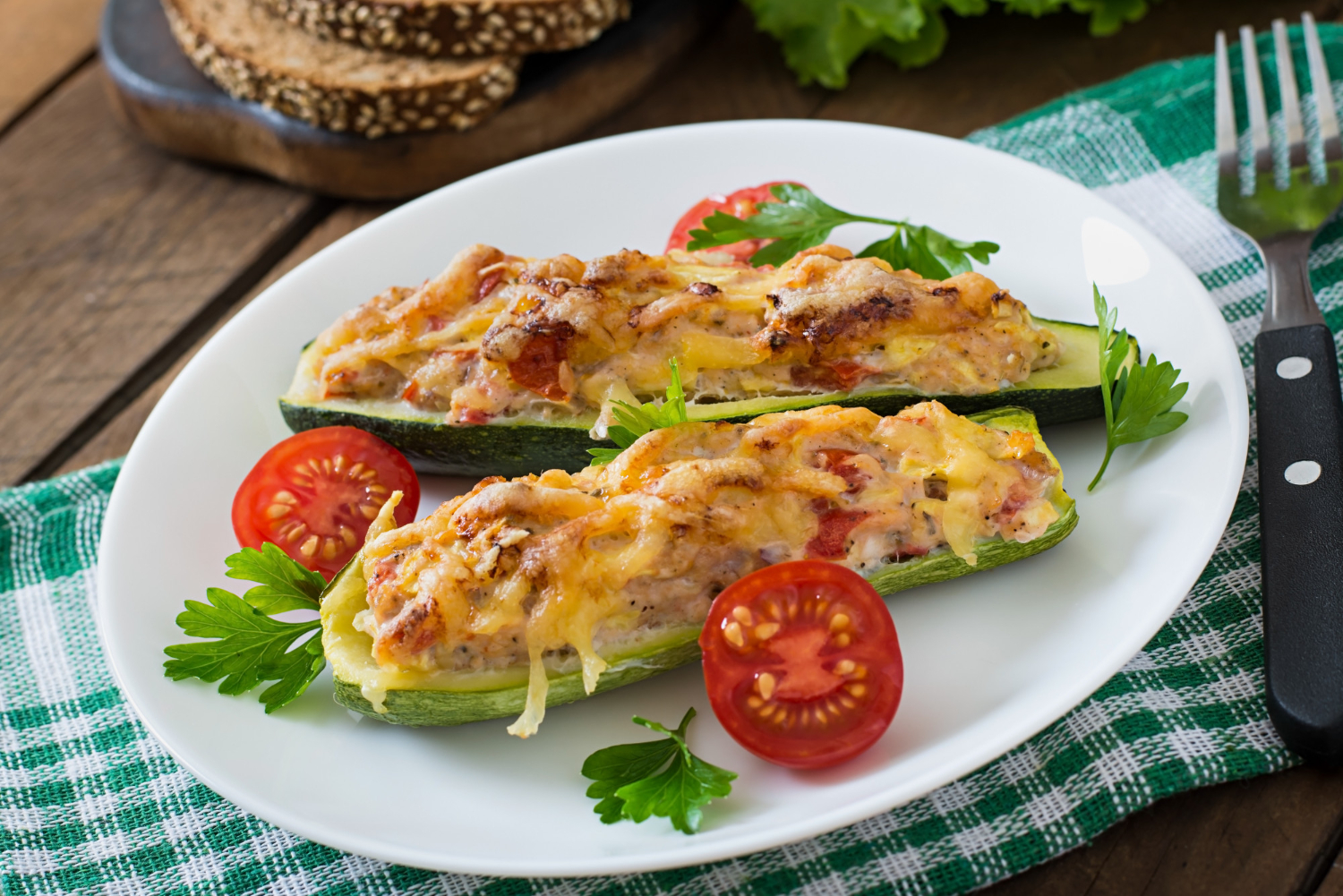 U.S. keto dinner ideas with stuffed zucchini boats