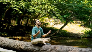 Lowering stress levels with yoga in a calm setting