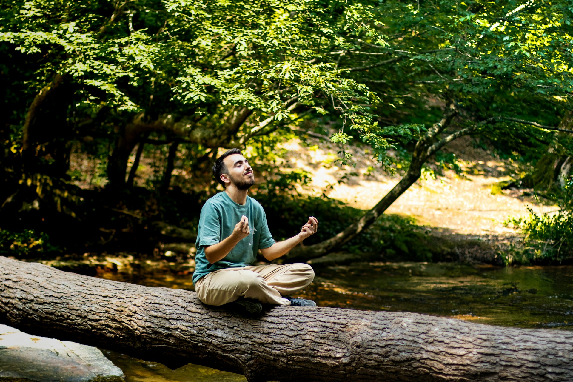 Lowering stress levels with yoga in a calm setting