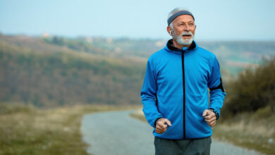 Stress relief exercises with outdoor walking
